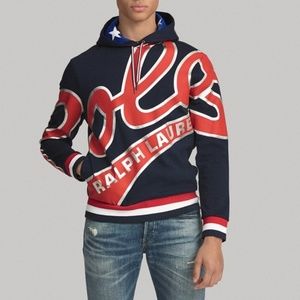 Ralph Lauren Navy Graphic Logo Hoodie Sweatshirt